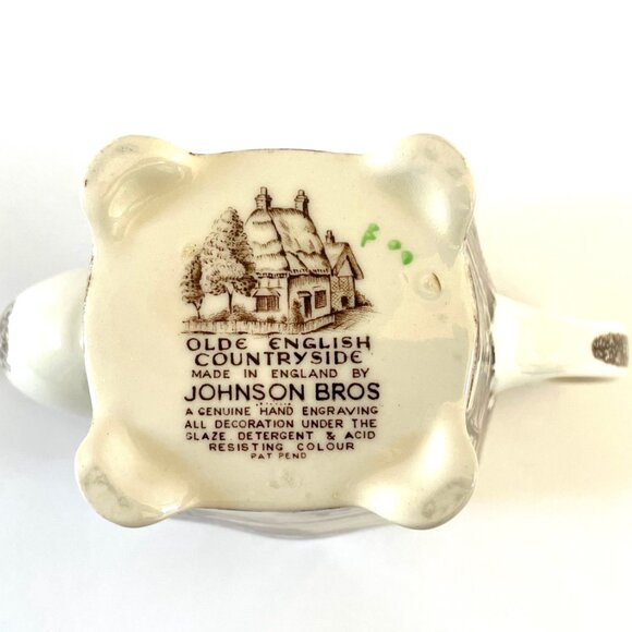 Johnson Bros Olde English Countryside Hand Engraving Porcelain Coffee Pot Script - Picture 5 of 7